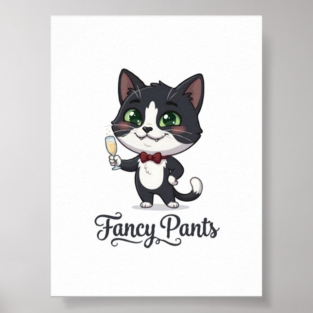 Fancy Pants Smoking-Katze Prost Poster (Vorne)