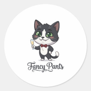 Fancy Pants Smoking-Katze Prost Runder Aufkleber