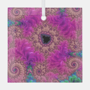 Fancy Pink Ostrich Feathers Fractal Abstract Art Ornament Aus Glas