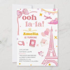 Fancy Pink Paris Tour Eiffel Invitation En vichy