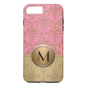 Fancy Pink und Gold Monogramm Damast-Muster title_seo2