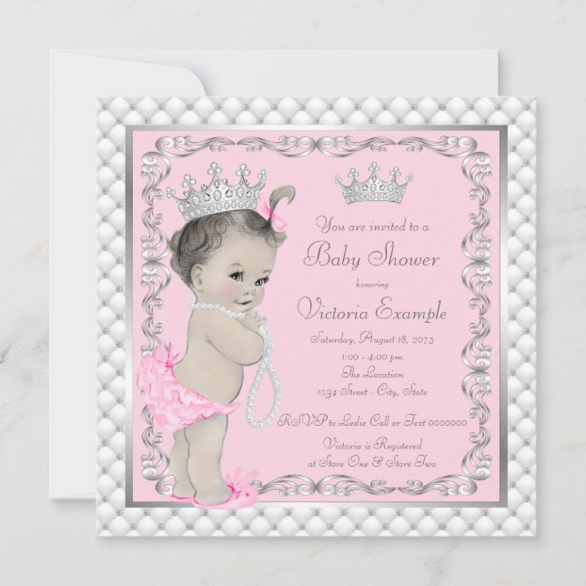Fancy Princess Baby Shower Invitations (Devant)