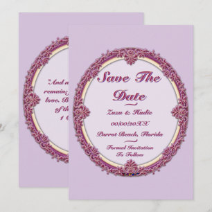 Fancy-Rahmen lila/rosa und cremefarben personalisi Save The Date