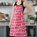 Fancy Romantic Red & Pink Love You Pattern  Schürze<br><div class="desc">Fancy Romantic Red & Pink Love You Pattern</div>