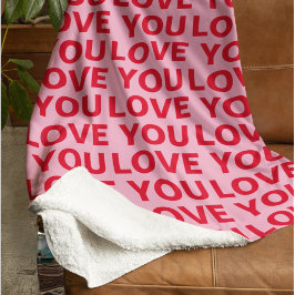 Fancy Romantic Red & Pink Love You Pattern  Sherpadecke