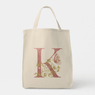 Fancy rosa Glitter-Buchstabe K Tragetasche
