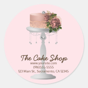 Fancy Rose Gold Blumenkuchen auf Kuchengestell Bäc Runder Aufkleber