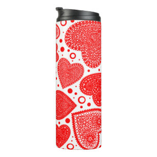Fancy rote Herzen und Punkte Muster Thermosbecher