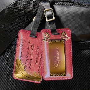 Fancy Rotes Wasserfarben-Leder-Look-Rucksack Gepäckanhänger