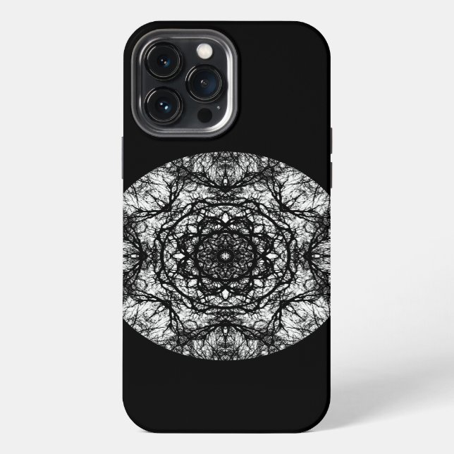 Fancy-Runddesign auf Schwarz. iPhone Hülle (Rückseite)