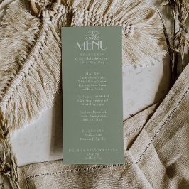 Fancy Sage Green White Old Money Boho Chic Wedding Menükarte