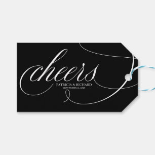 Fancy Schwarz-Weiß Cheers-Wein-Flaschenanhänger Geschenkanhänger