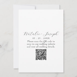 Fancy Schwarze und Weiße Florale QR-Code-Hochzeit Einladung