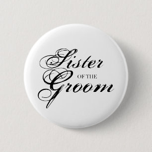Fancy Schwester des Bräutigams Schwarz Button