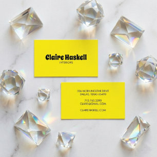 Fancy Script Fett Helles Gelb Chic Minimal Visitenkarte