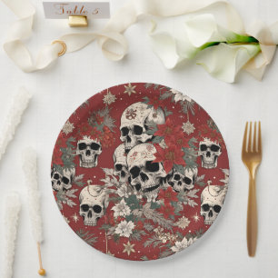 Fancy Siebdruck-Stil-Totenkopf-Weihnachten Pappteller