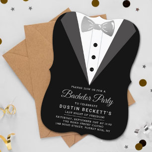 Fancy Silberfolie Smoking Junggesellenparty Einladung