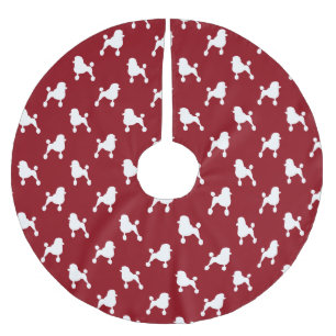 Fancy Standard Pudel Silhouetten Muster Rot Polyester Weihnachtsbaumdecke