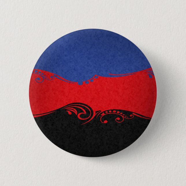 Fancy Swooped and Swirled Polyamory Pride Flag  Button (Vorderseite)