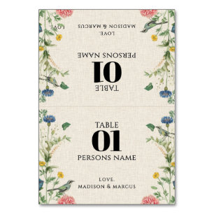 Fancy Tropical Flowers Hochzeitsplatzkarte 2 Tischnummer