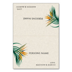 Fancy Tropical Flowers Hochzeitsplatzkarte 2 Tischnummer