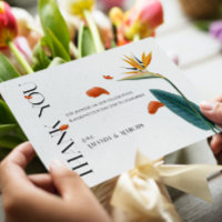 Fancy Tropical Flowers Mariage - Carte de remercie