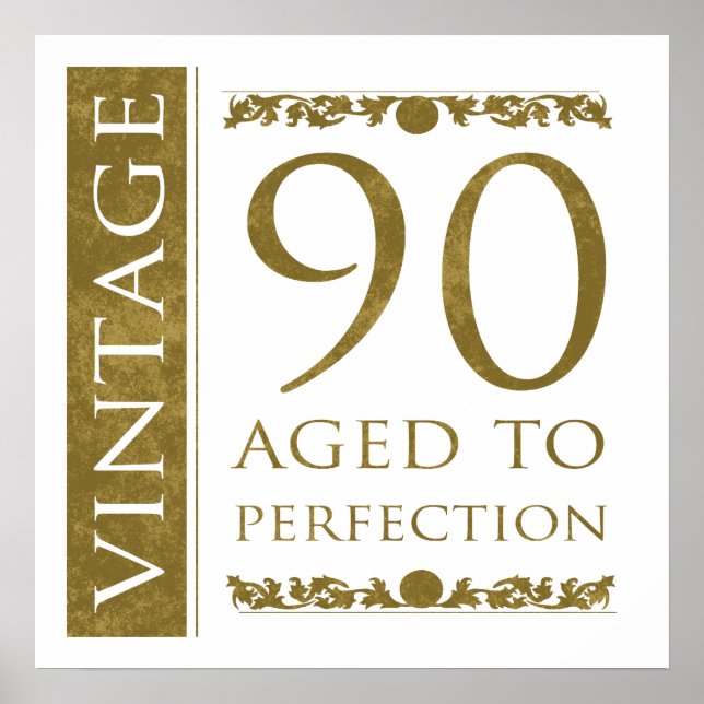 Fancy Vintage 90th Birthday Poster (Vorne)