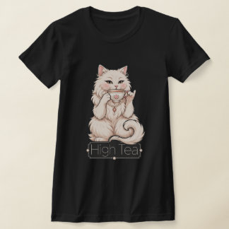Fancy Weiße Katze High Tea T-Shirt