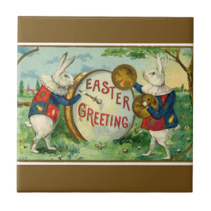 Fancy Weiße Osterhasen Dunkelbraun Fliese