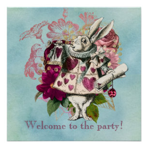 Fancy Wonderland Weiße Hasenparty Poster