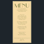 Fancy Yellow Olive Green Classy Retro Wedding Menükarte<br><div class="desc">A fancy and retro luxury bright wedding dinner menu. Which features chic template design of old money vintage yellow background and olive green typography and fancy menu. Perfect and matching with the whole suite.</div>