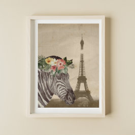 Fancy Zebra & Eiffel Tower Poster
