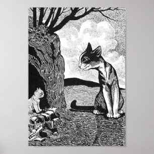 Fand ein Kätzchen, Louis Wain Poster