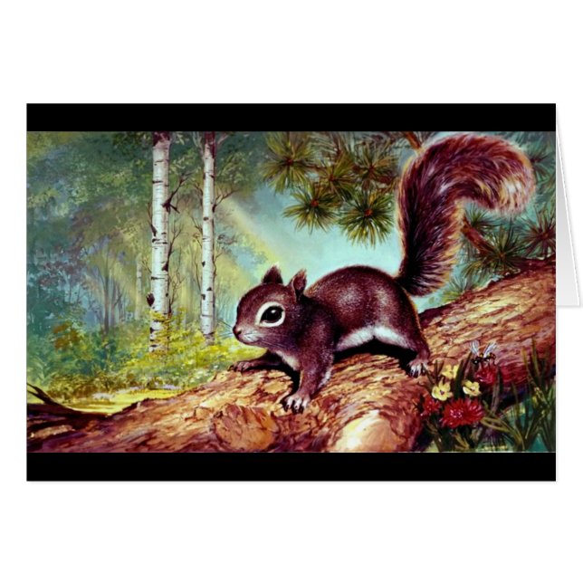 Fand Vintages Eichhörnchen auf Klotz (Vorderseite (Horizontal))