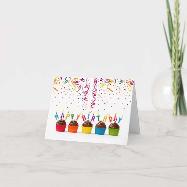 Fanfare d'anniversaire et Streamers Carte d'annive (Devant)
