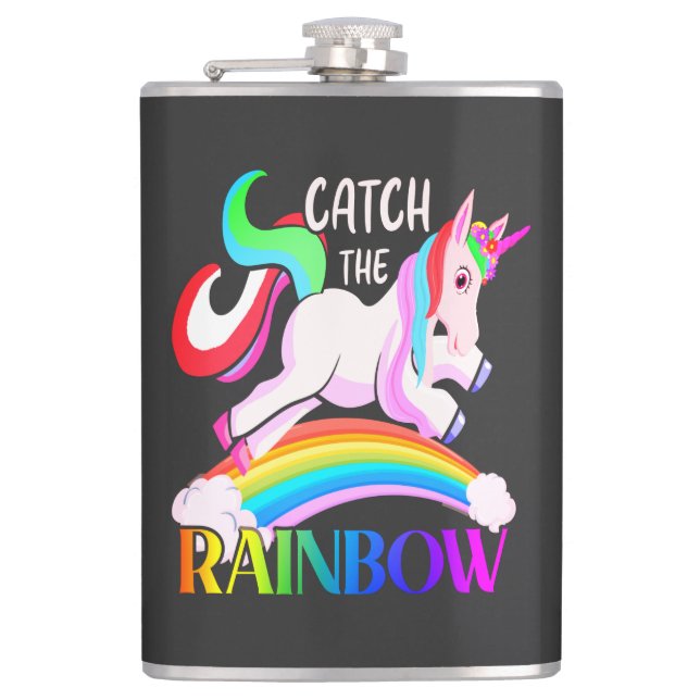 Fang den Regenbogen - Einhorndesigns-15989 Flachmann (Vorderseite)