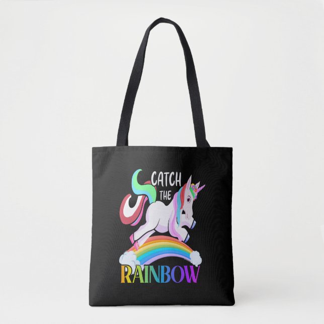 Fang den Regenbogen - Einhorndesigns Tasche (Vorderseite)