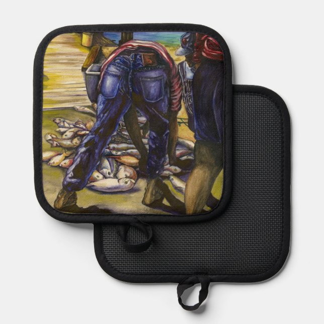 Fang des Morgens, Hafeninsel Topflappen (Vorderseite/Rückseite)