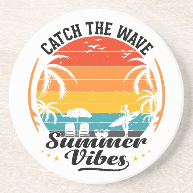Fang die Wave Summer Vibes Getränkeuntersetzer (Vorne)