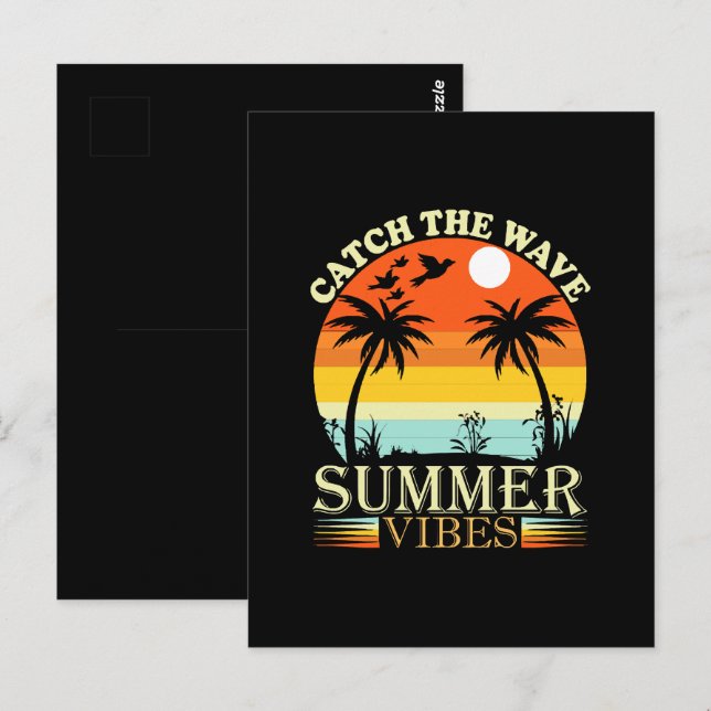Fang die Wave Summer Vibes Postkarte (Vorne/Hinten)
