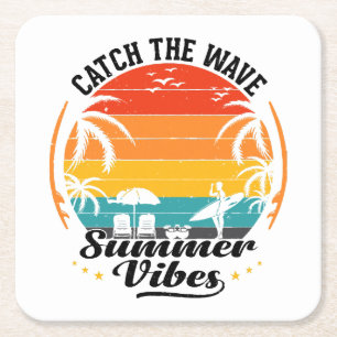 Fang die Wave Summer Vibes Rechteckiger Pappuntersetzer
