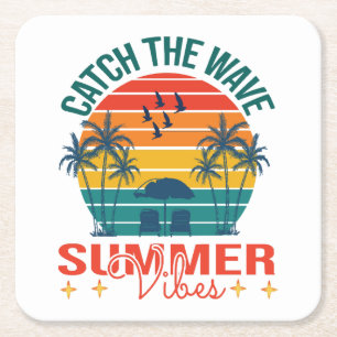 Fang die Wave Summer Vibes Rechteckiger Pappuntersetzer