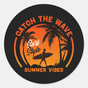 Fang die Wave Summer Vibes Runder Aufkleber