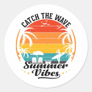 Fang die Wave Summer Vibes Runder Aufkleber