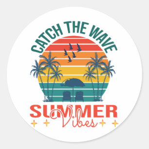 Fang die Wave Summer Vibes Runder Aufkleber