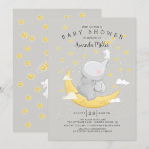 Fang eine neutrale Babydusche mit Sternenhimmel Einladung