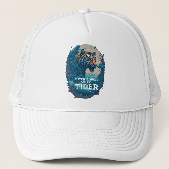 Fang eine Welle mit dem Tiger - Trucker Hat Truckerkappe (Vorderseite)