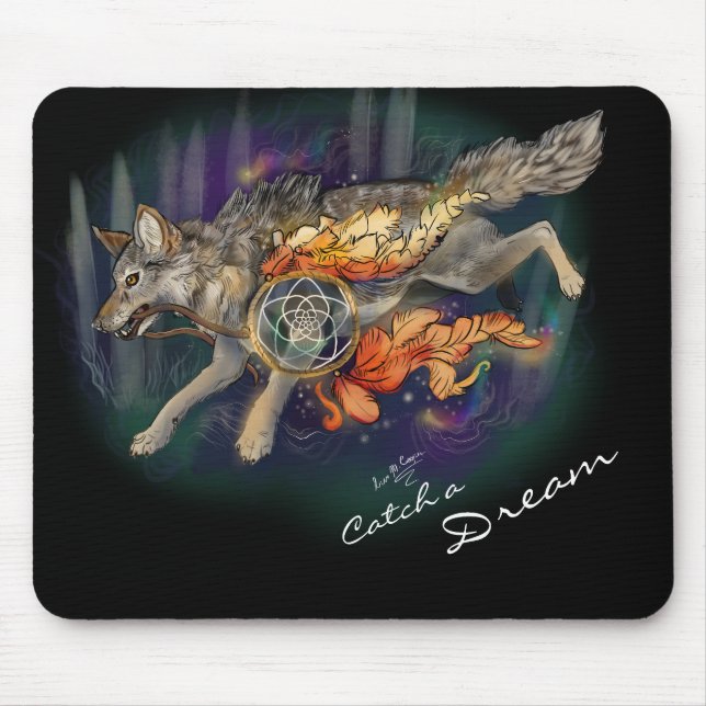 Fang einen Traum, Dreamcatcher Wolf~mousepad Mousepad (Vorne)