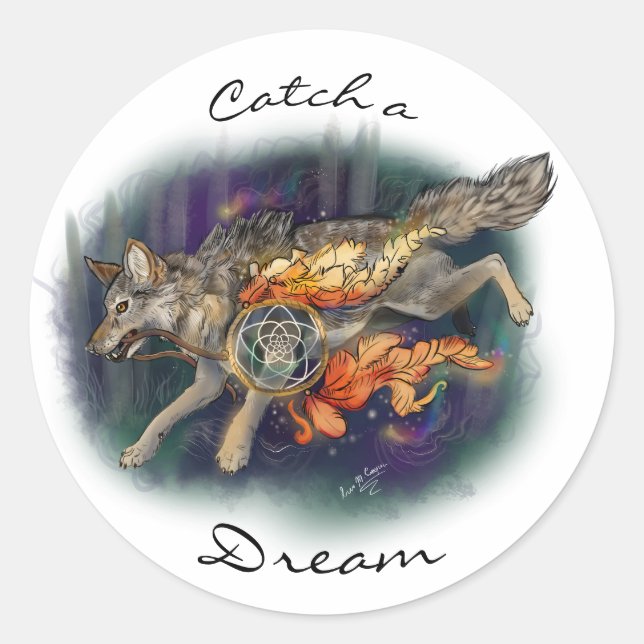 Fang einen Traum, Dreamcatcher Wolf~ Stickers (Vorderseite)