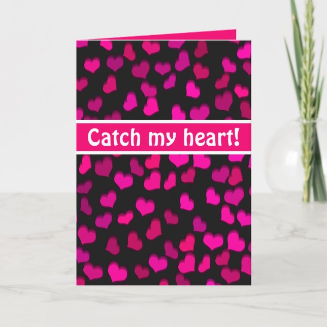 Fang mir das Herz! Moderne rosa Herzen Valentine Karte (Vorderseite)
